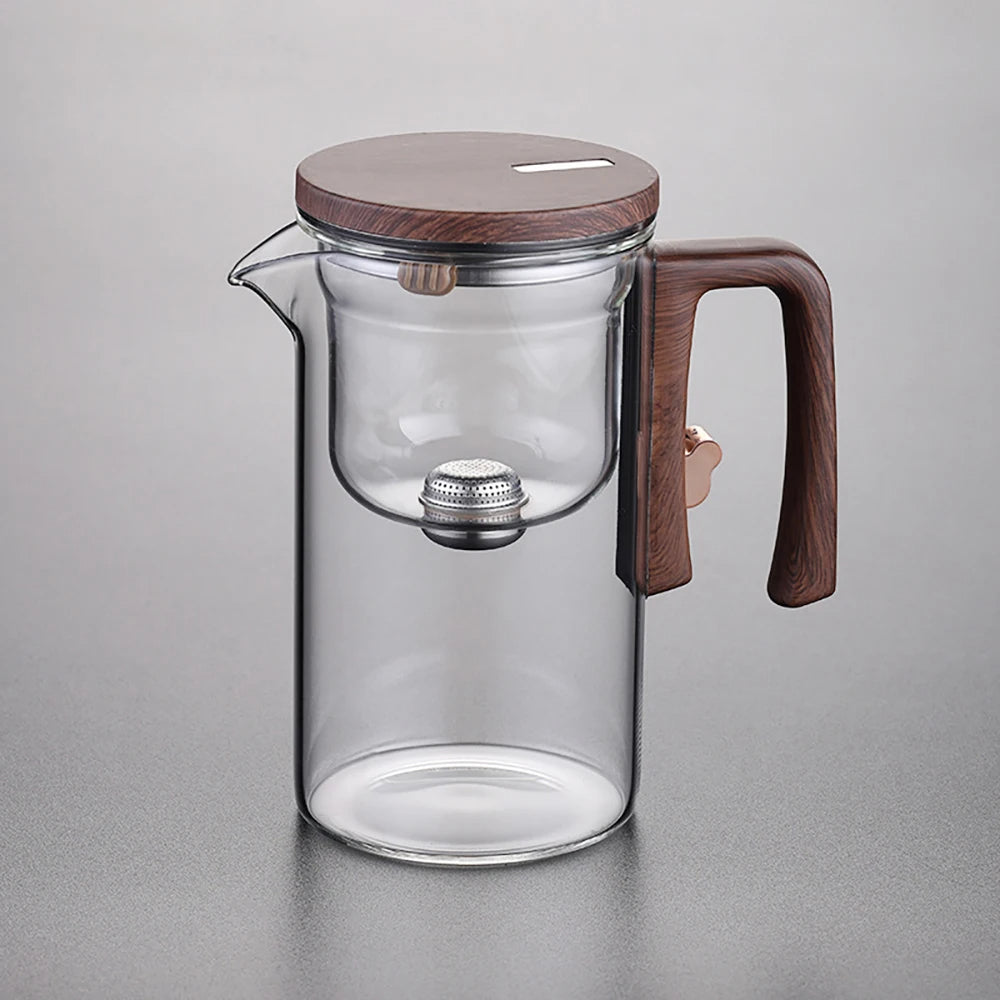 Bule de Chá Enchantipot, Enchantipot Chaleira de Chá, Bule de Vidro com Filtro, Bule de Sucção Magnética com Alça de Madeira,